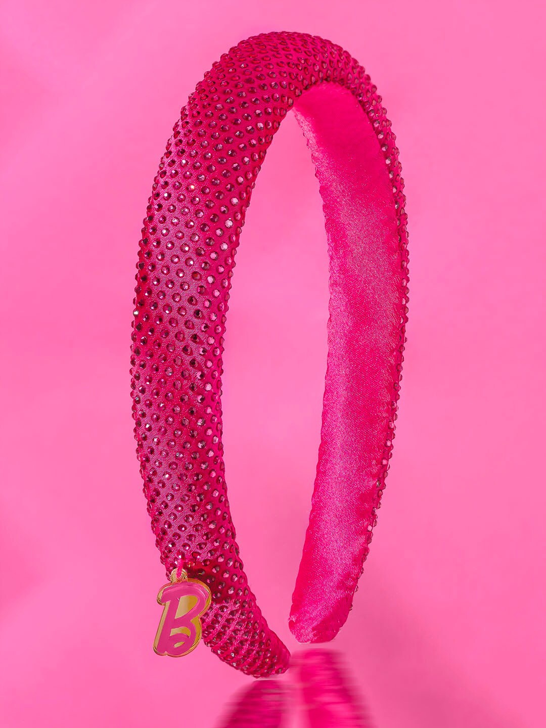 

HAIR DRAMA CO. Embellished Barbie Rhinestone Puff Hairband, Pink
