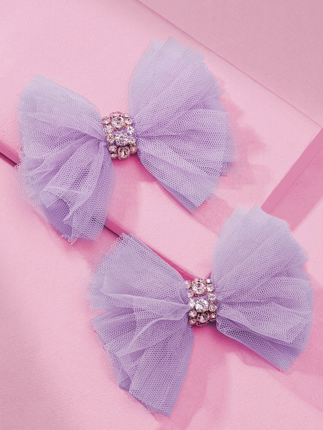 

HAIR DRAMA CO. Set of 2 Embellished Bow Alligator Clips, Purple