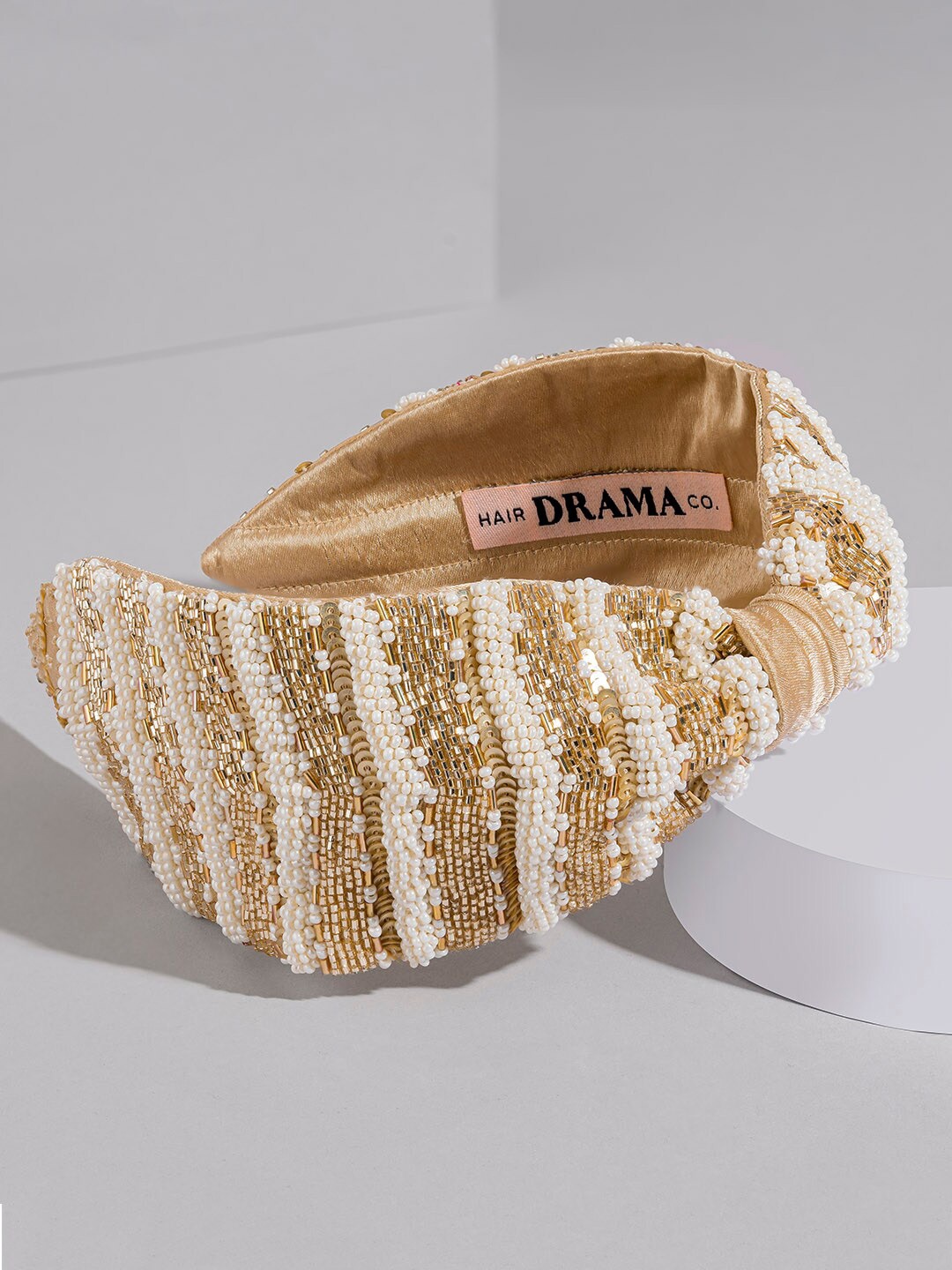 

HAIR DRAMA CO. Women Embellished Hairband, Beige