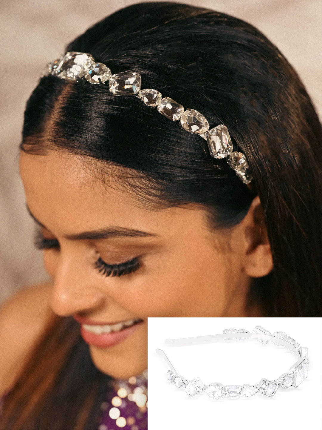 

HAIR DRAMA CO. Celestia Crystal Headband, Silver