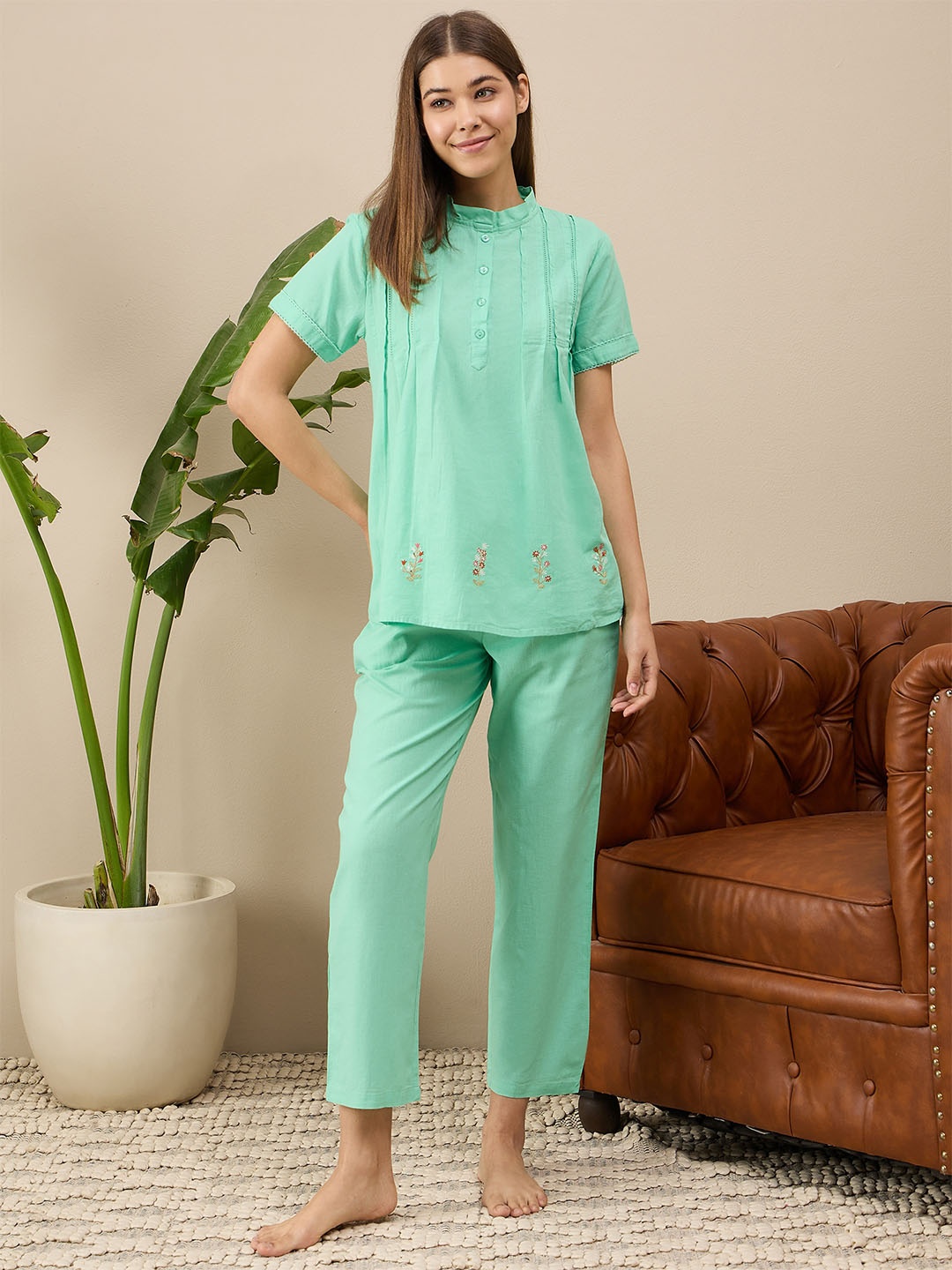 

July Printed Top & Trousers Co-Ords, Green