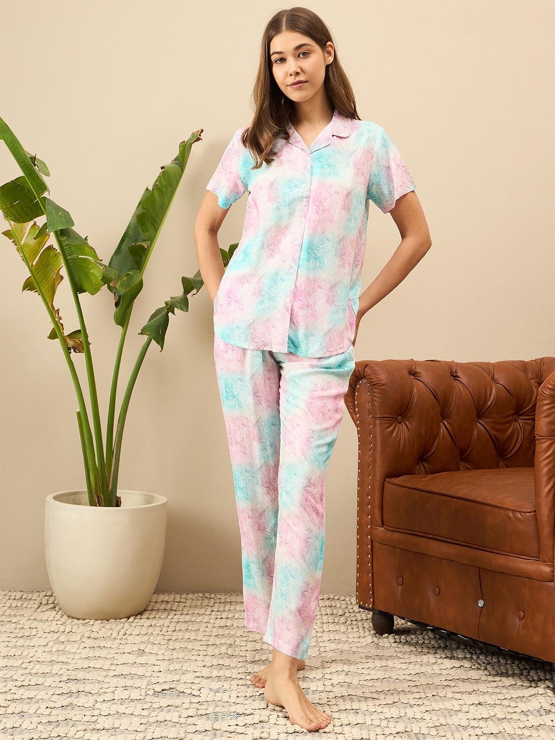 

July Printed Shirt & Trousers Co-Ords, Pink