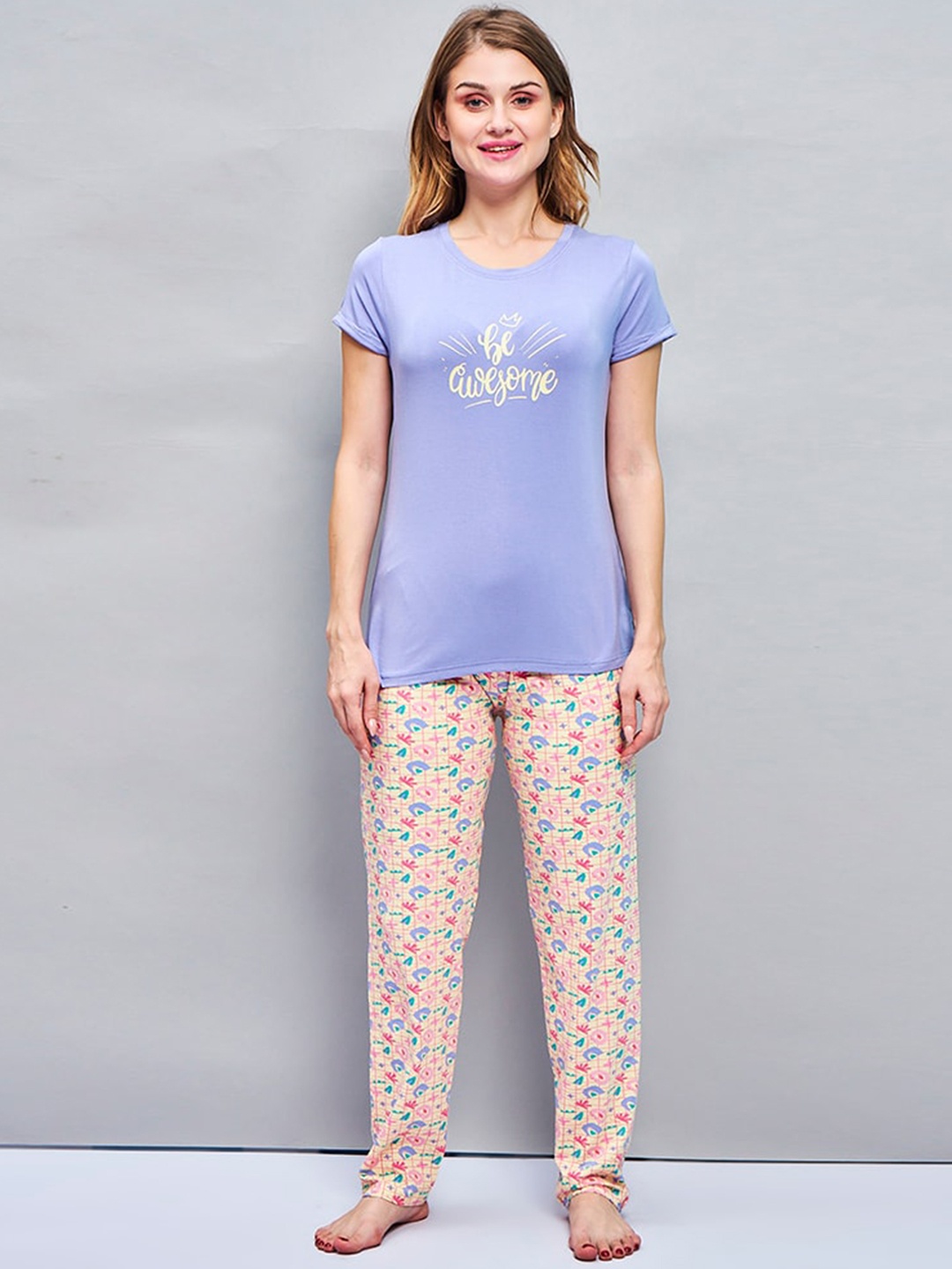 

July Conversational Printed T-shirt With Pyjamas, Blue