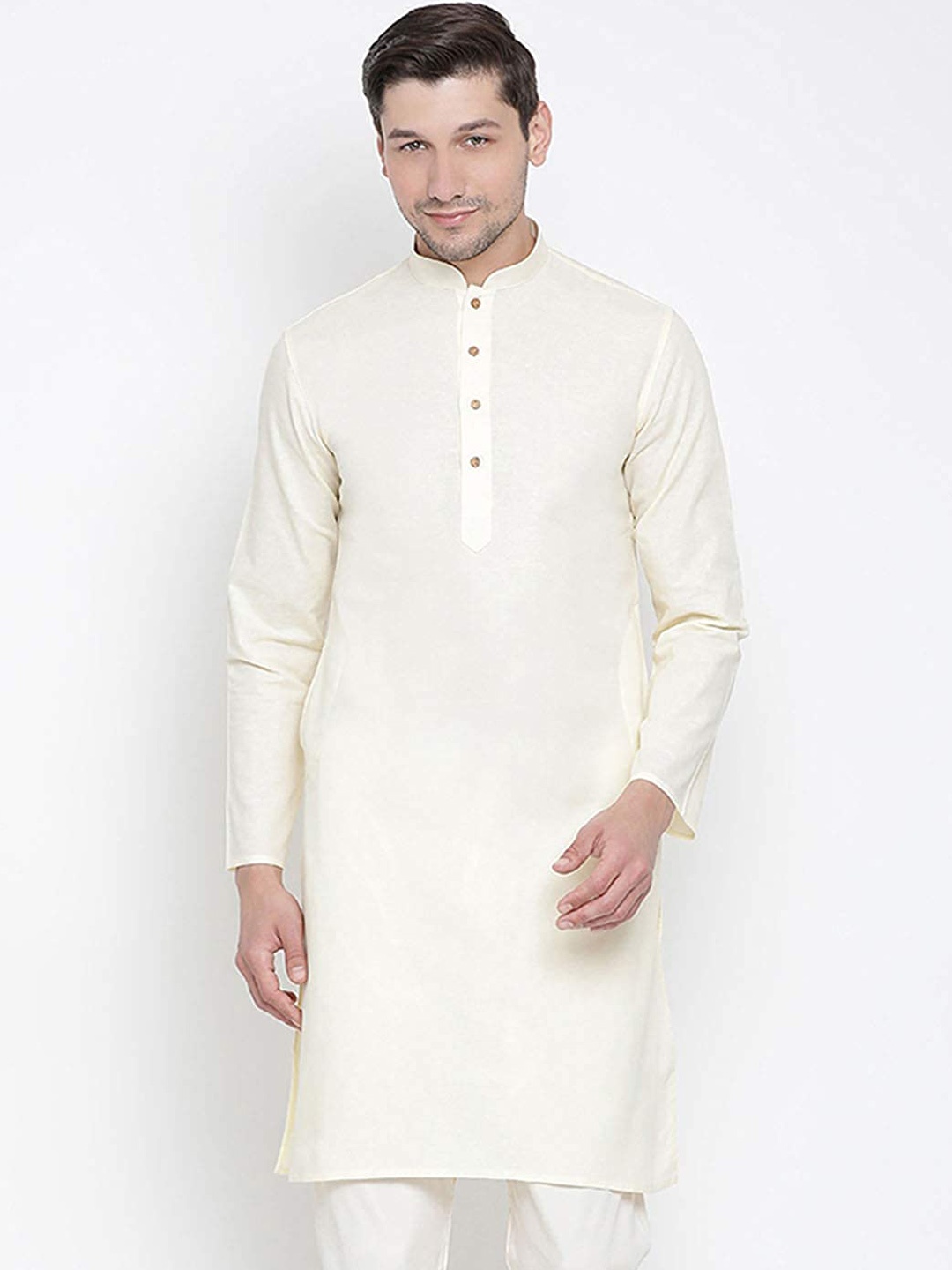 

ROYAL KURTA Mandarin Collar Cotton Kurta, Beige