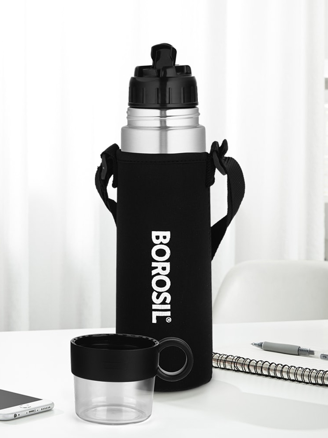 

BOROSIL Black Double Wall Vacuum Stainless Steel Flask Water Bottle - 550 ML