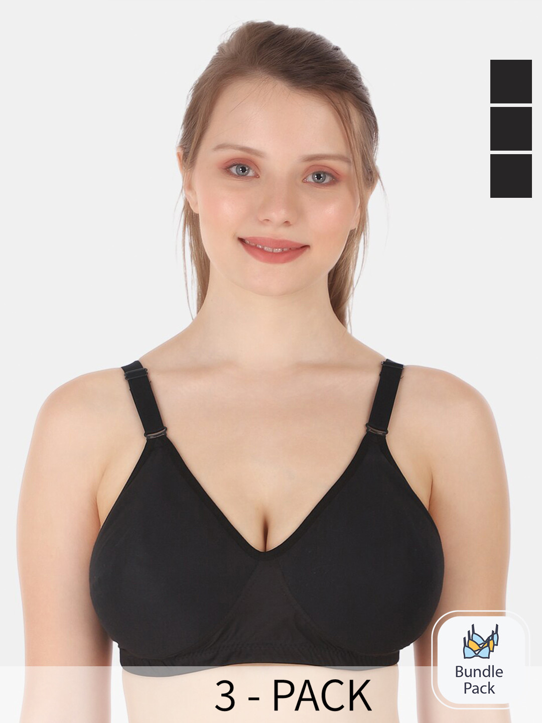 

Tweens Pack of 3 Full Coverage Everyday Bra With All Day Comfort, Black