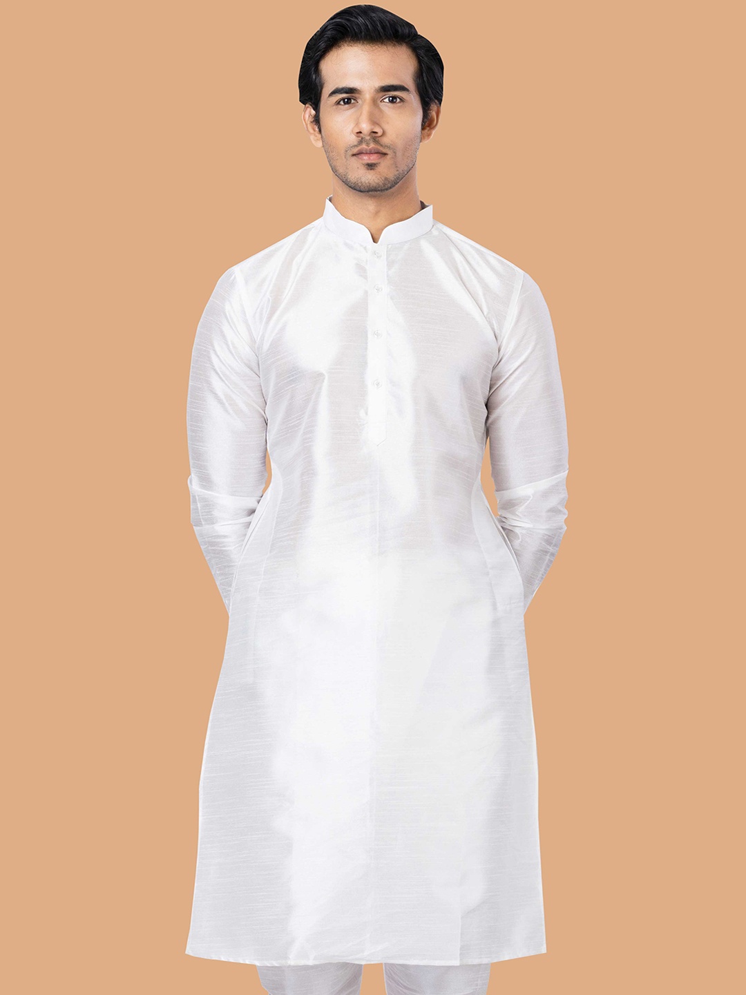 

ROOTED LIBAAS Mandarin Collar Straight Kurta, White