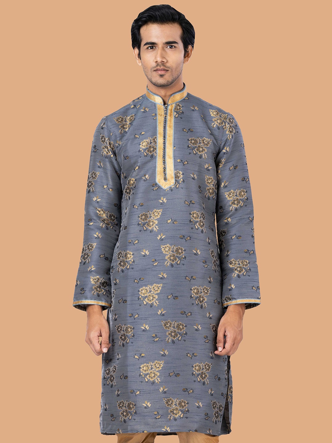 

ROOTED LIBAAS Men Grey Printed Kurta