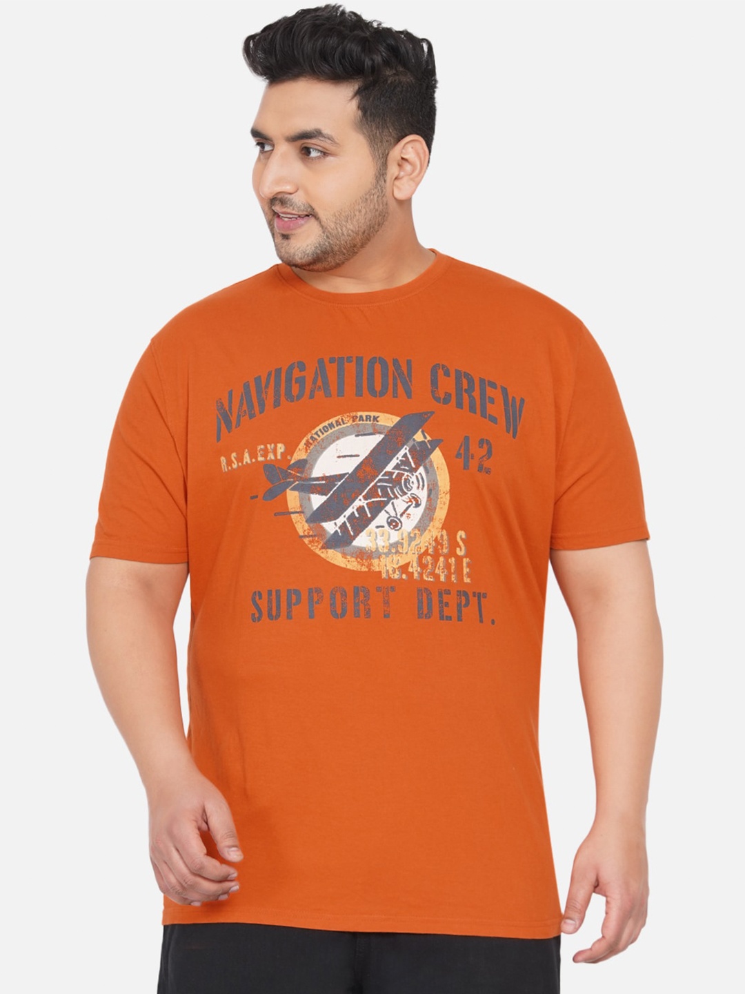 

Santonio Typography Printed Pure Cotton T-shirt, Orange
