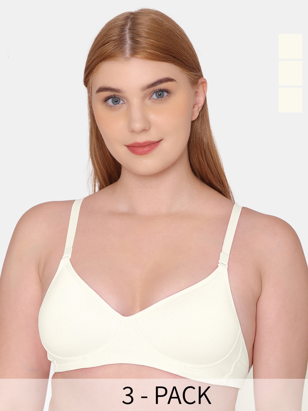 

KOMLI Pack Of 3 Half Coverage Lightly Padded Everyday Bra With All Day Comfort, Off white