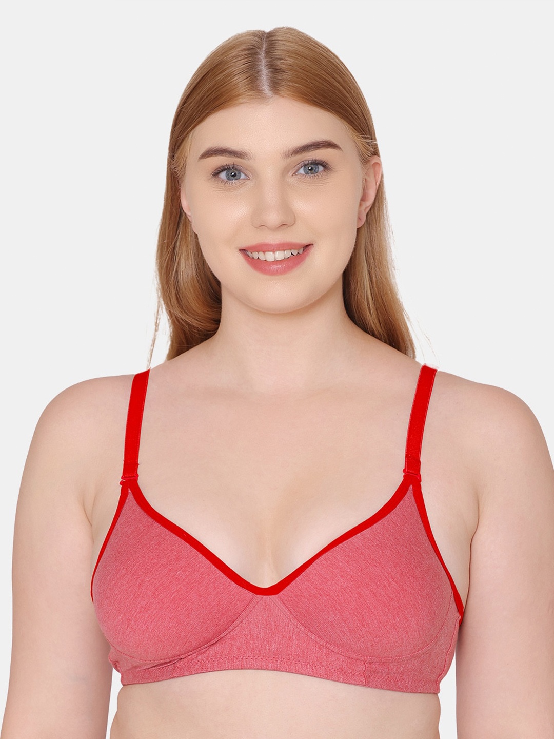 

KOMLI Pack Of 3 Full Coverage Lightly Padded T-Shirt Bra, Red