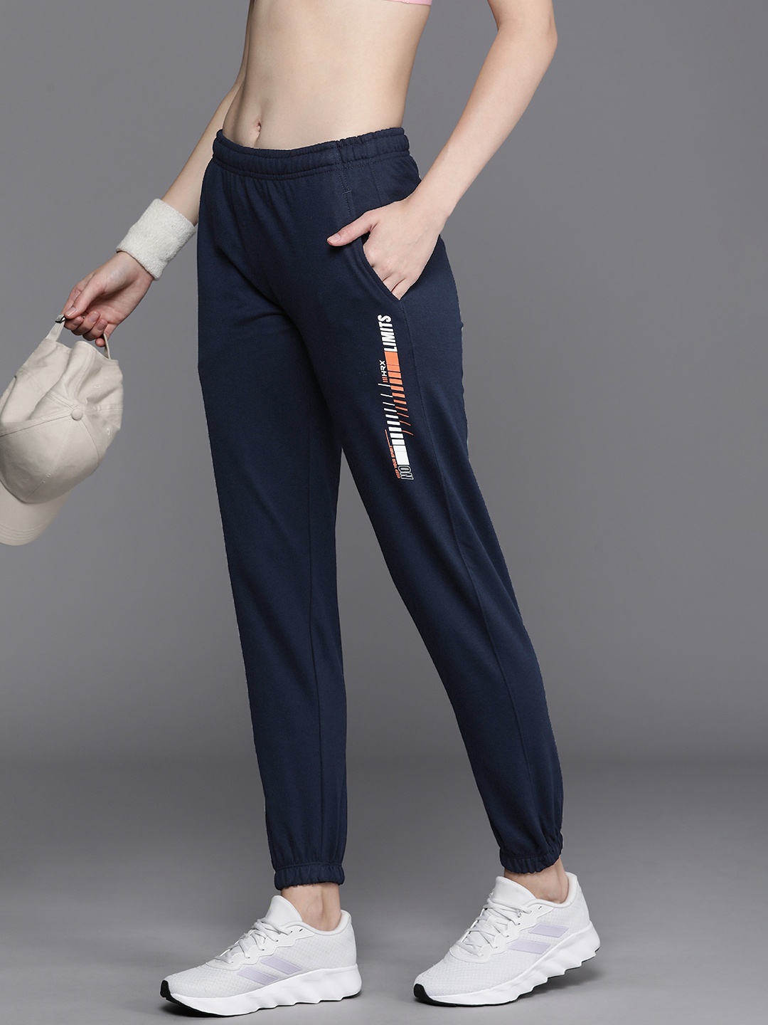 

HRX by Hrithik Roshan Women Minimal Printed Antimicrobial Training Joggers, Navy blue