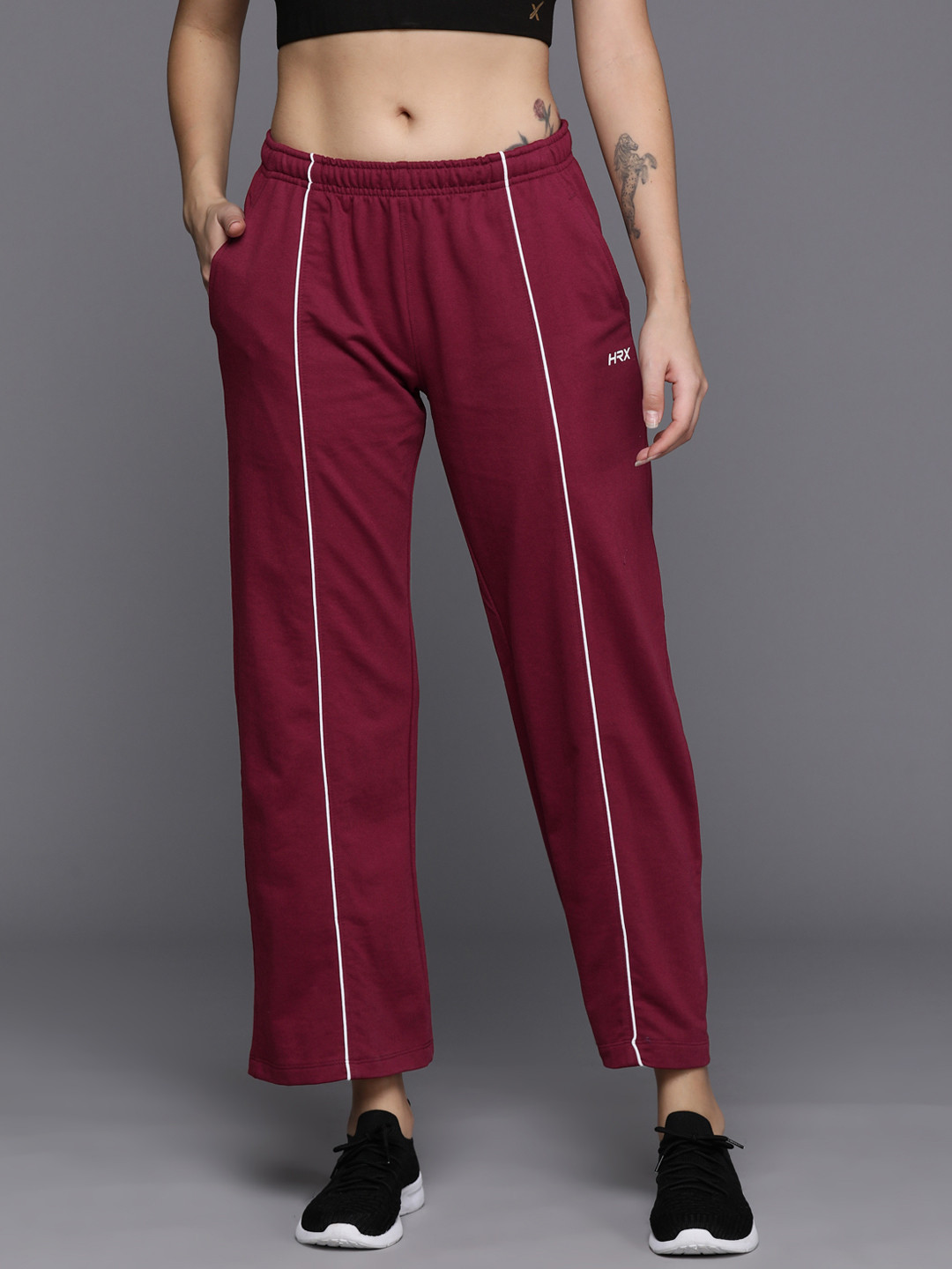 

HRX by Hrithik Roshan Mid-Rise Regular Fit Sports Track Pants, Maroon