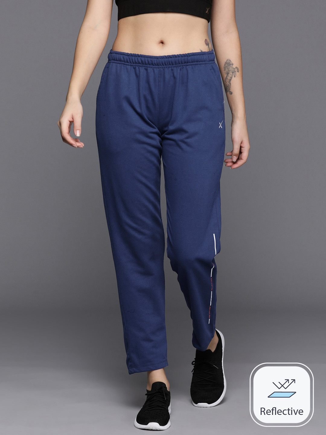 

HRX by Hrithik Roshan Mid-Rise Regular Fit Training Trousers, Blue