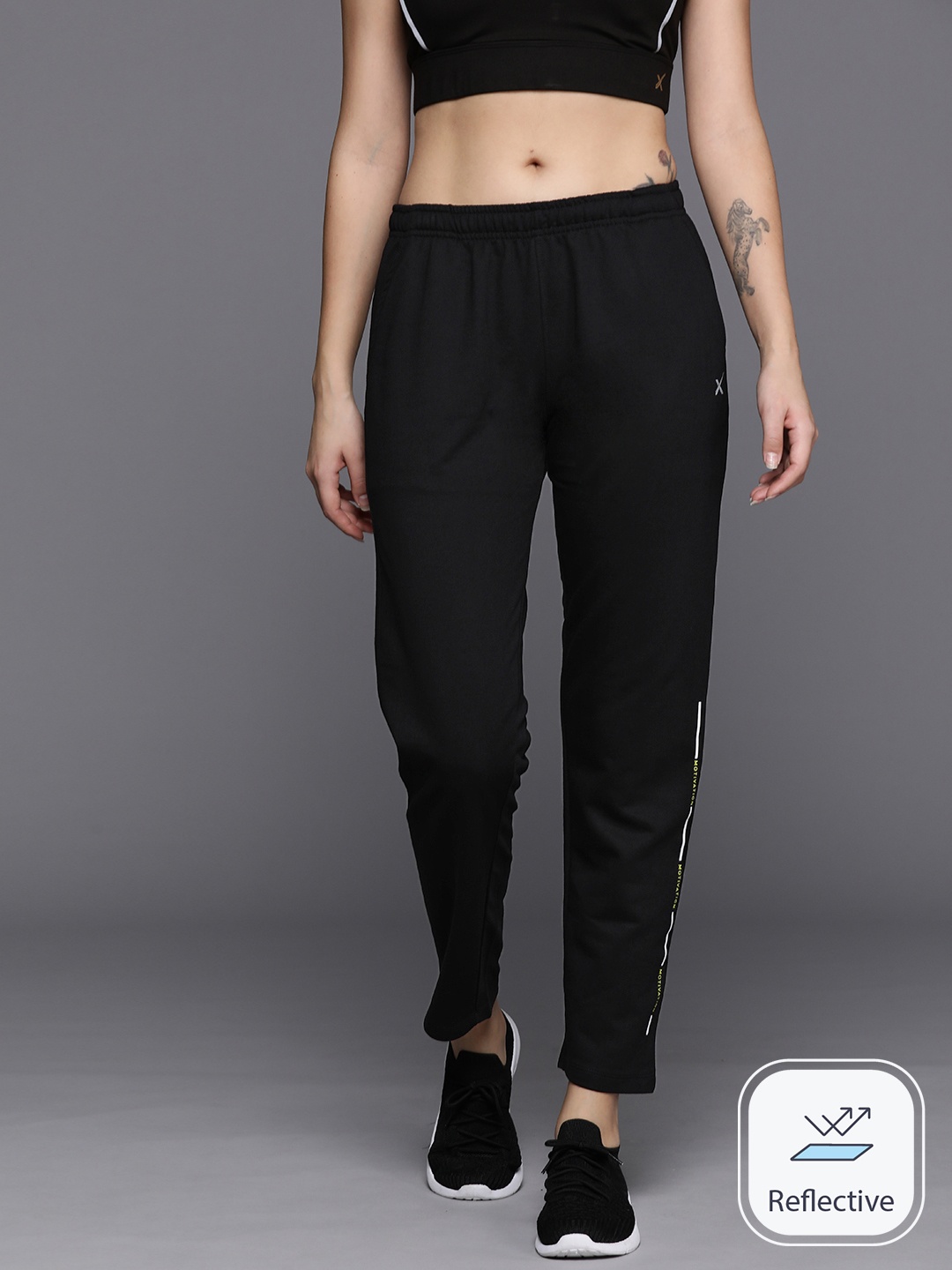

HRX by Hrithik Roshan Mid-Rise Regular Fit Training Trousers, Black