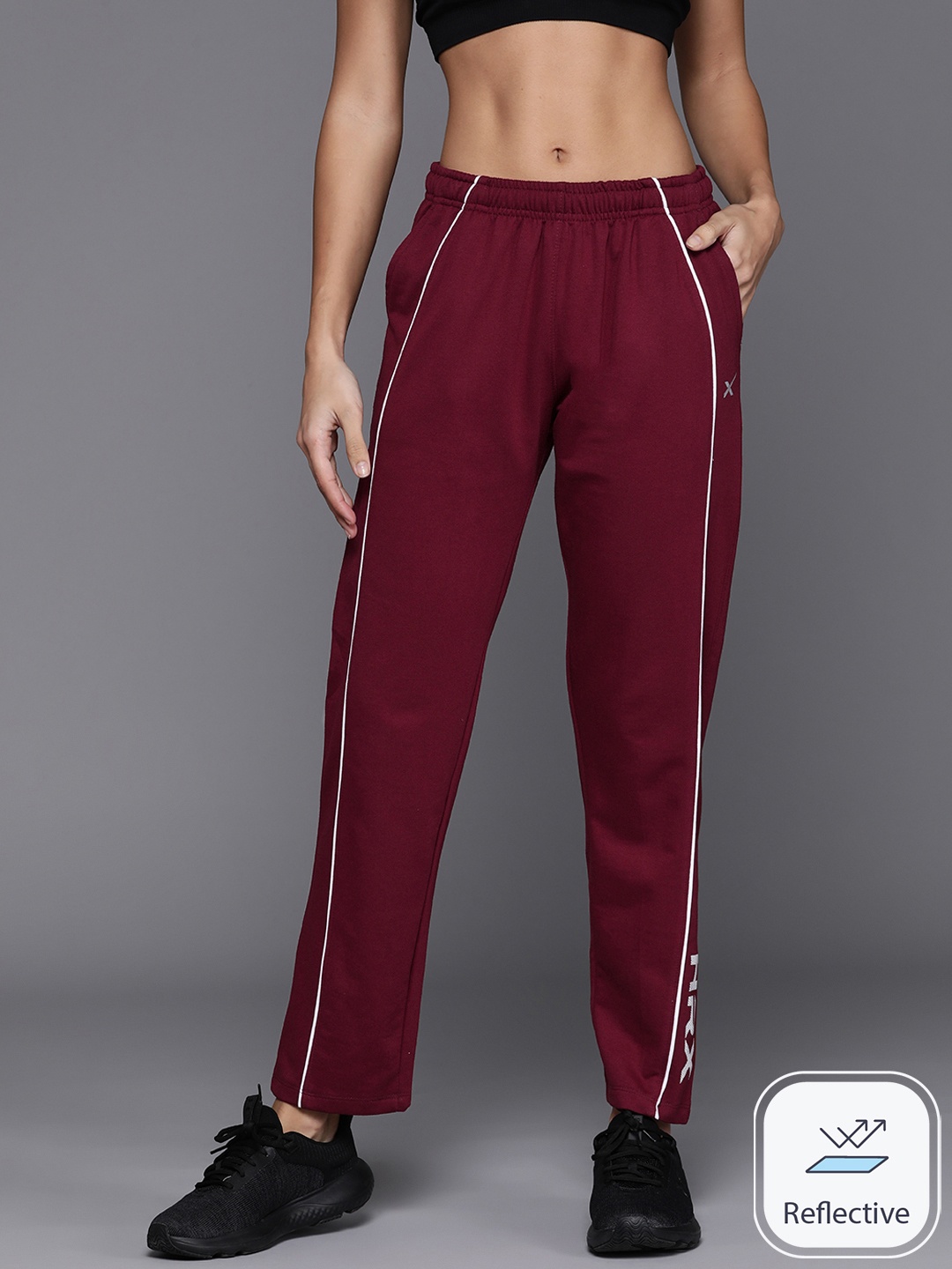 

HRX by Hrithik Roshan Women Reflective Detail Training Track Pants, Maroon