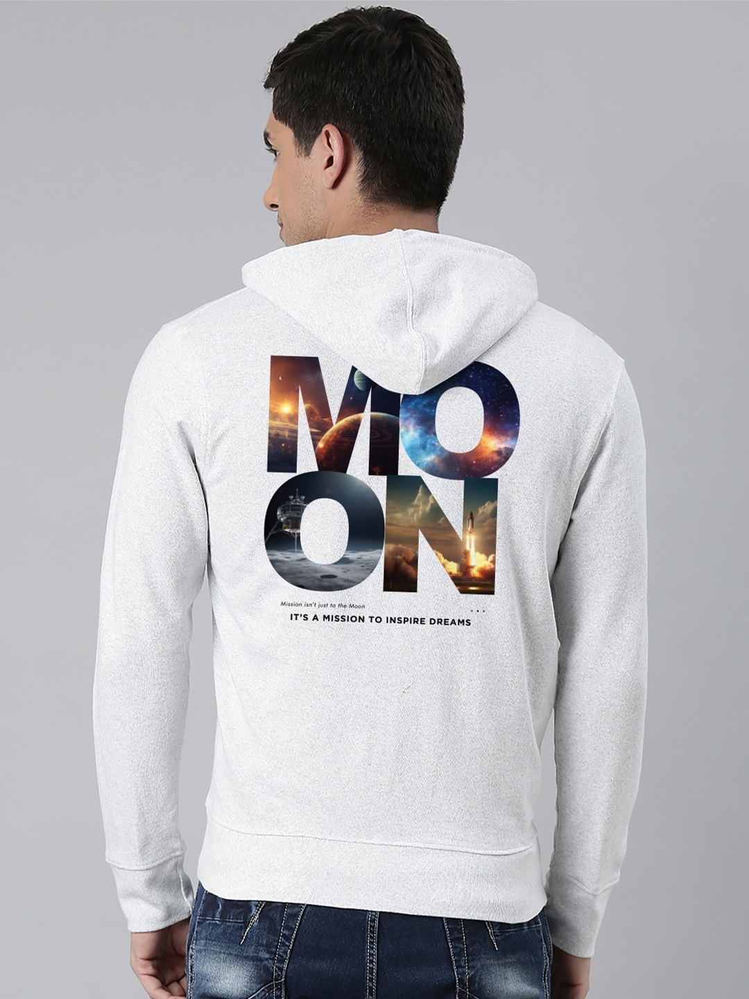

Harvard Hooded Typography Printed Long Sleeves Front-Open Sweatshirt, White