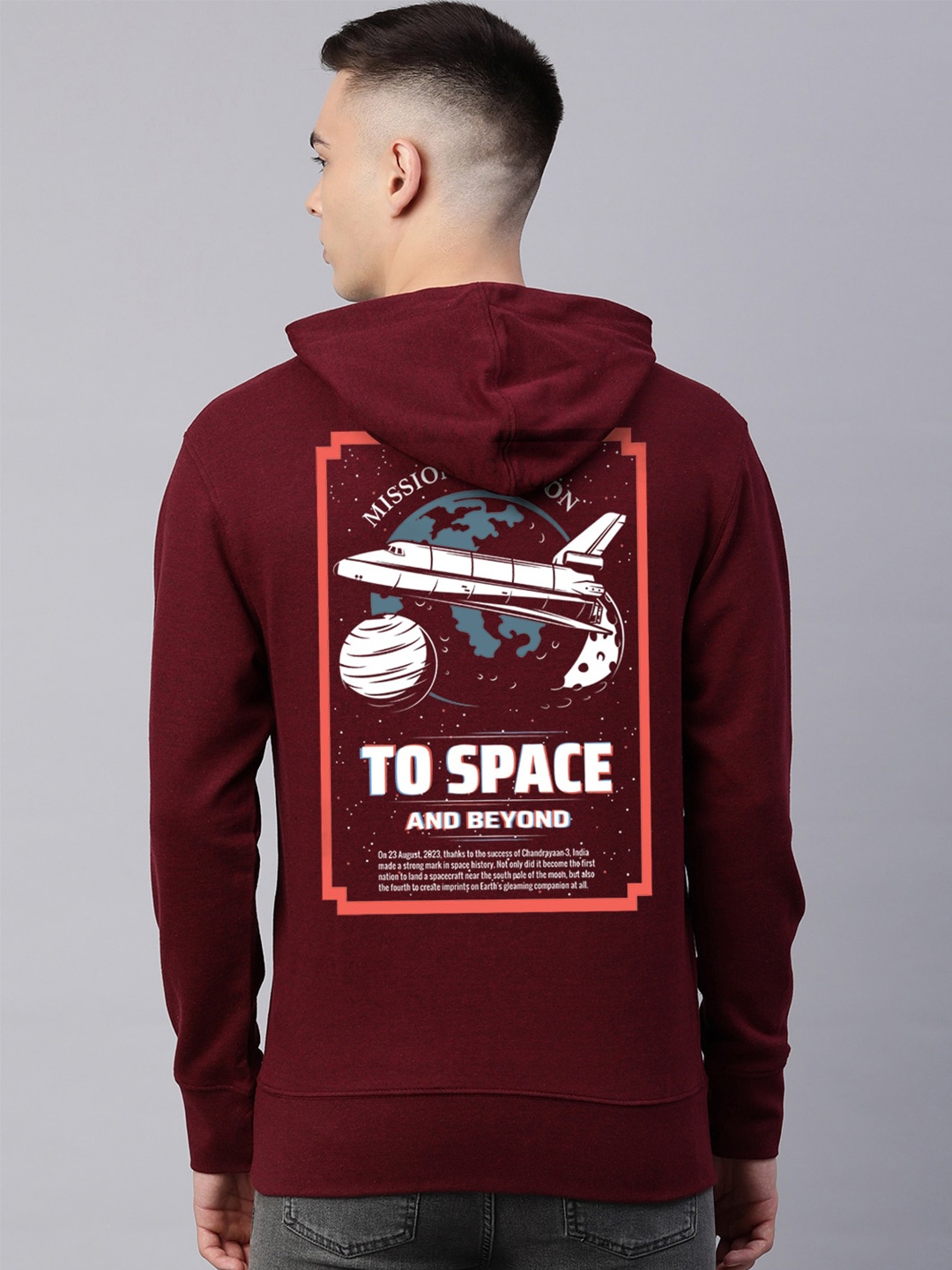 

Harvard Hooded Typography Printed Long Sleeves Pullover, Maroon