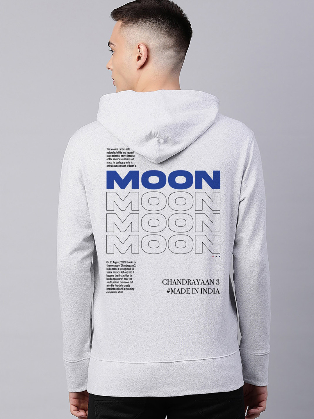 

Harvard White Melange Typography Printed Long Sleeves Hooded Pullover Sweatshirt