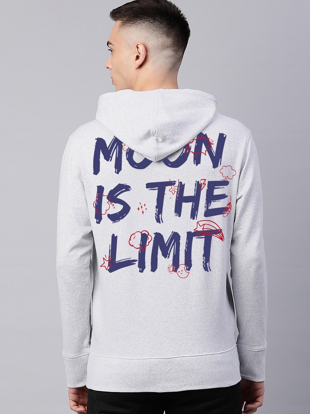 

Harvard White Melange Typography Printed Long Sleeves Hood Pullover Sweatshirt