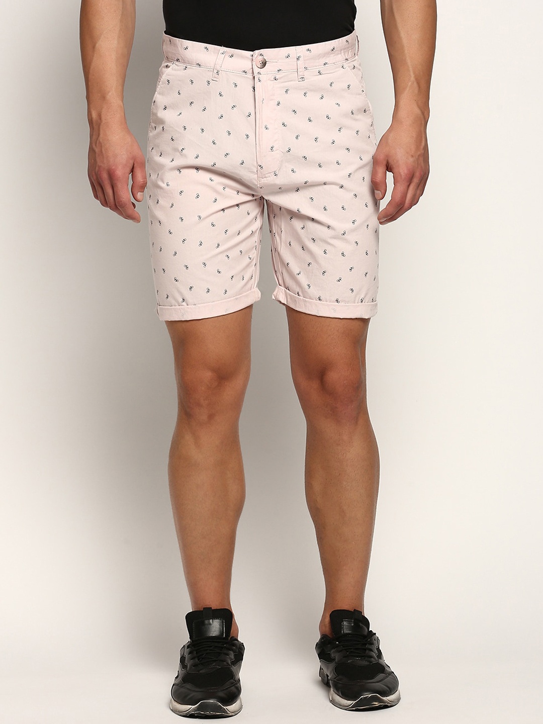 

SHOWOFF Men Conversational Printed Mid-Rise Cotton Shorts, Pink