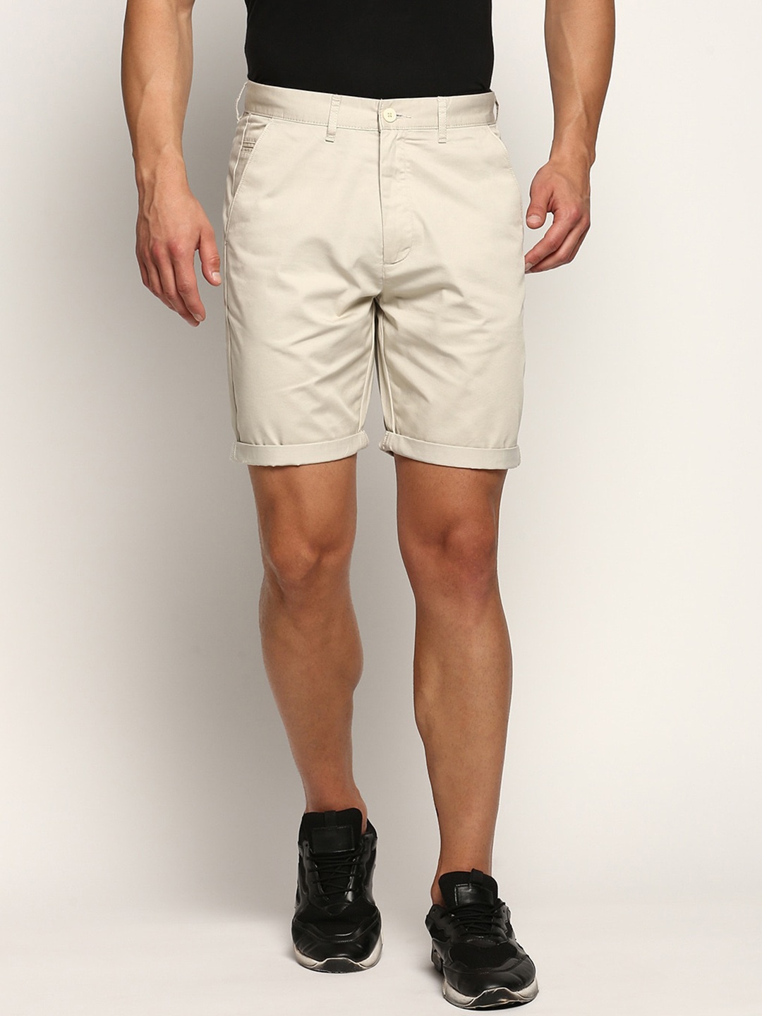 

SHOWOFF Men Mid Rise Cotton Chinos Shorts, Beige