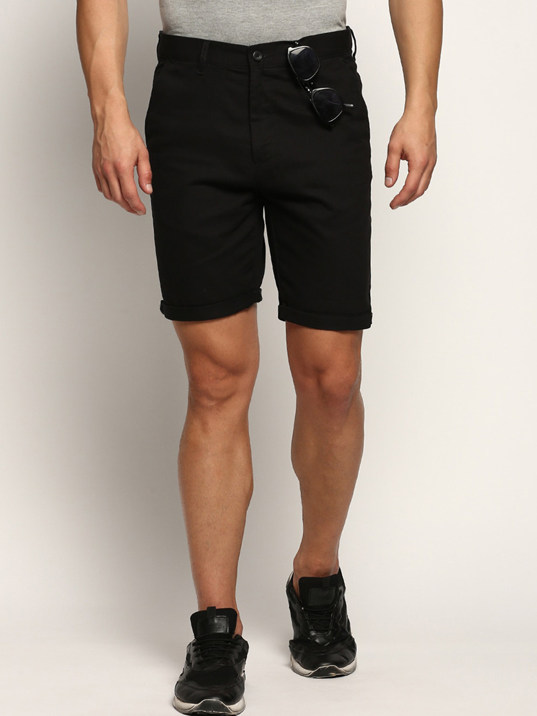 

SHOWOFF Men Mid-Raise Cotton Denim Shorts, Black