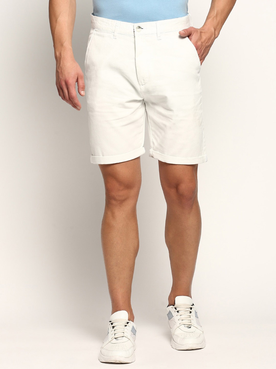 

SHOWOFF Men Mid-Raise Cotton Chino Shorts, Off white