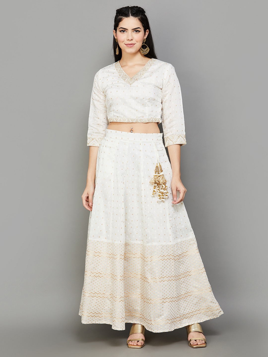 

Melange by Lifestyle Ready to Wear Lehenga & Blouse With Dupatta, Off white