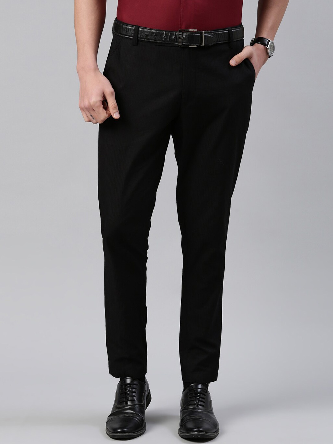 

WHITE HEART Men Mid-Raise Smart Regular Fit Formal Trousers, Black