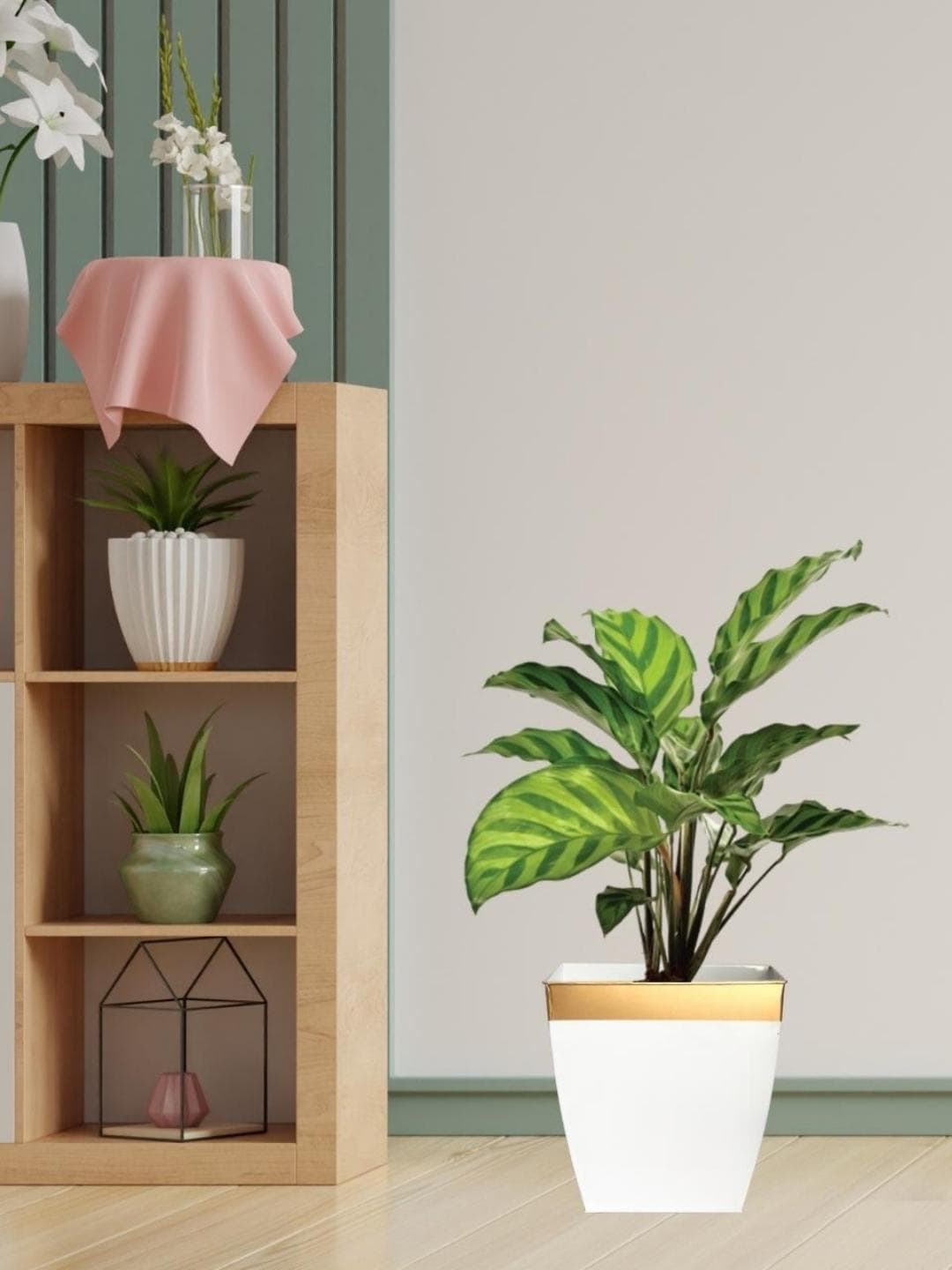 

ecofynd 2 Pieces Midland Small Metal Planter Pots, White
