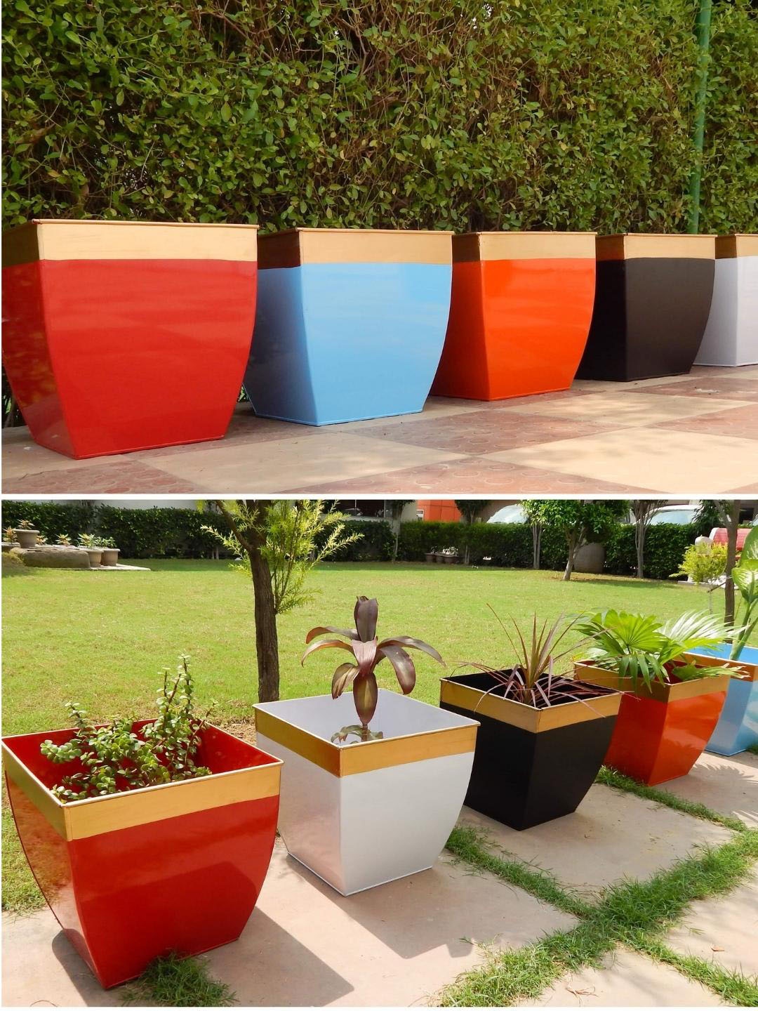 

ecofynd 2 Pieces Midland Large Metal Planter Pot, Orange