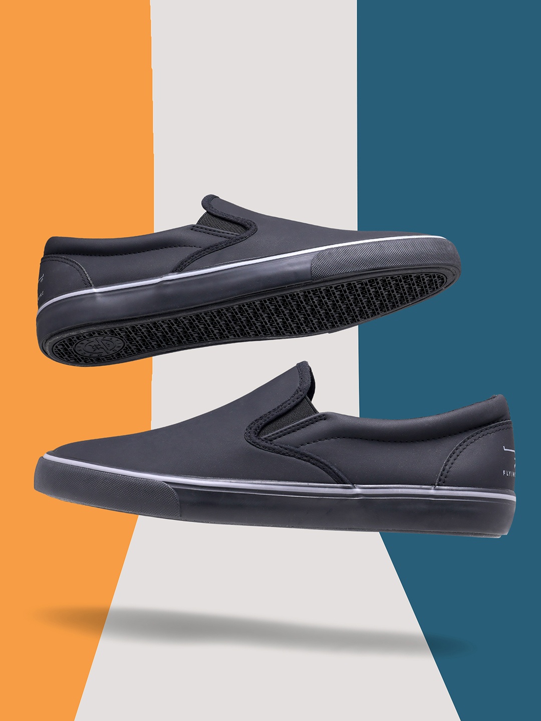 

Flying Machine Men Cezar 4.0 Round Toe Slip-On Sneakers, Black