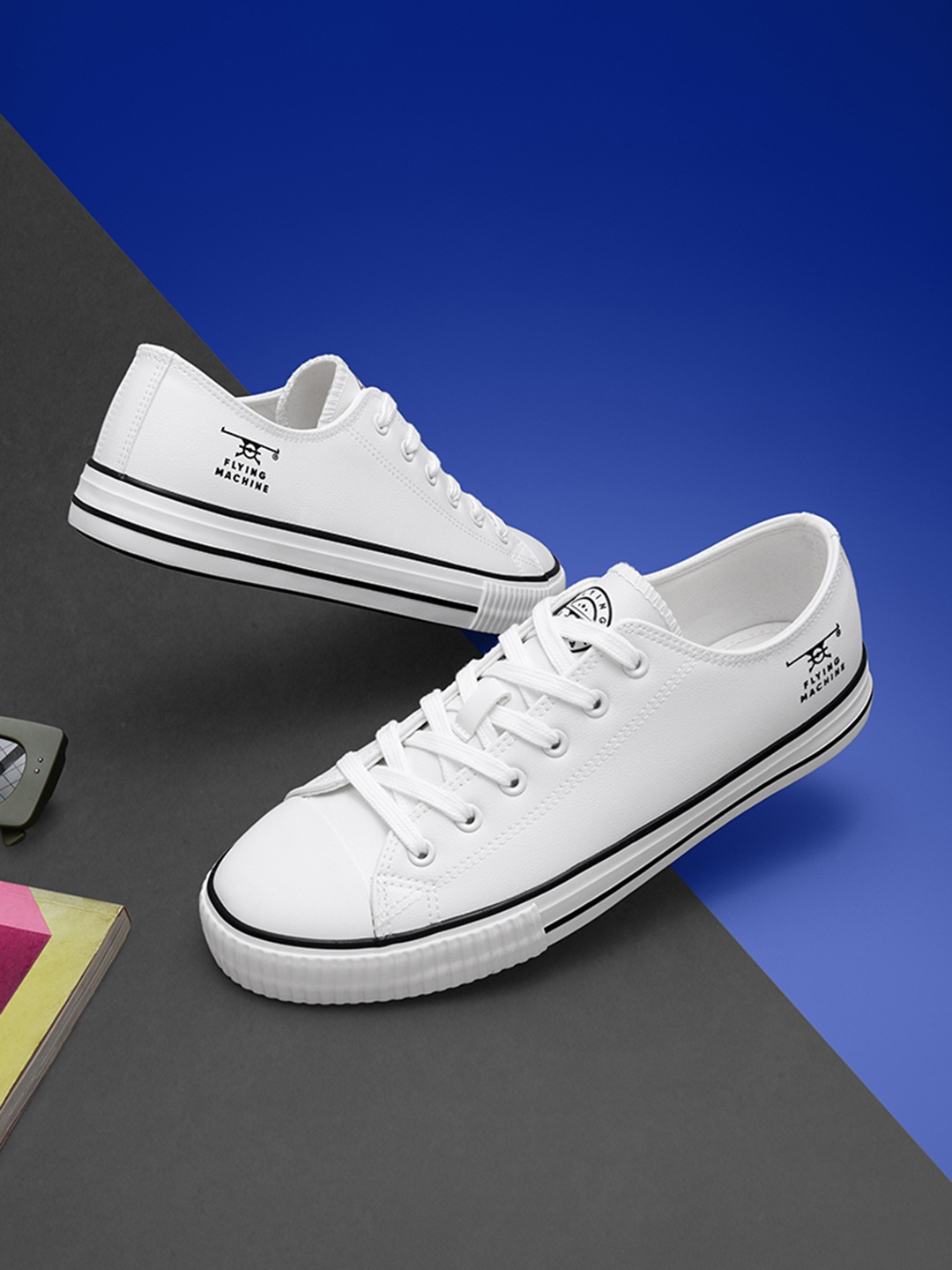 

Flying Machine Men Cox 3.0 Lace-Up Canvas Sneakers, White