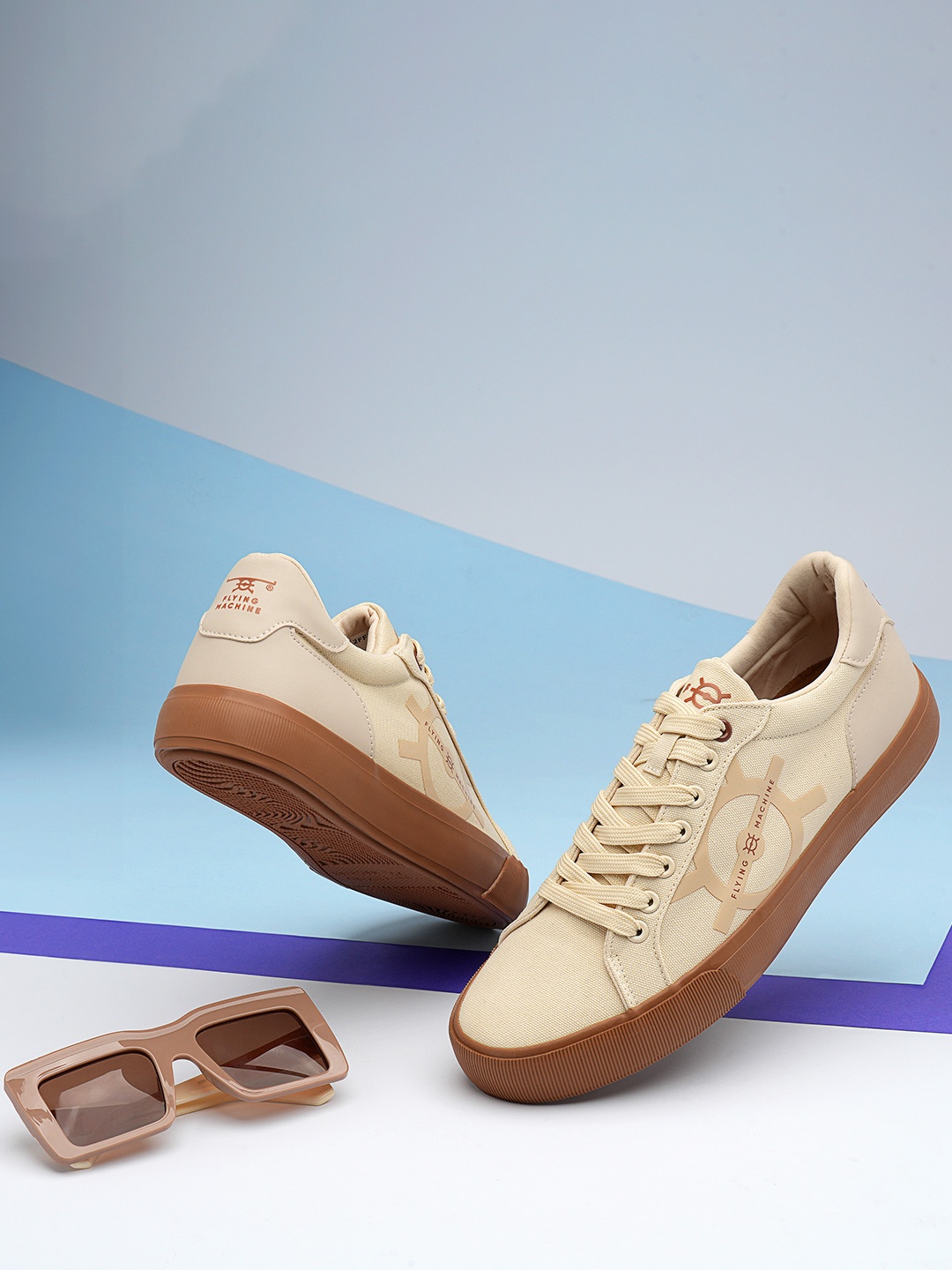 

Flying Machine Men Dantoni 2.0 Lace-Up Sneakers, Beige
