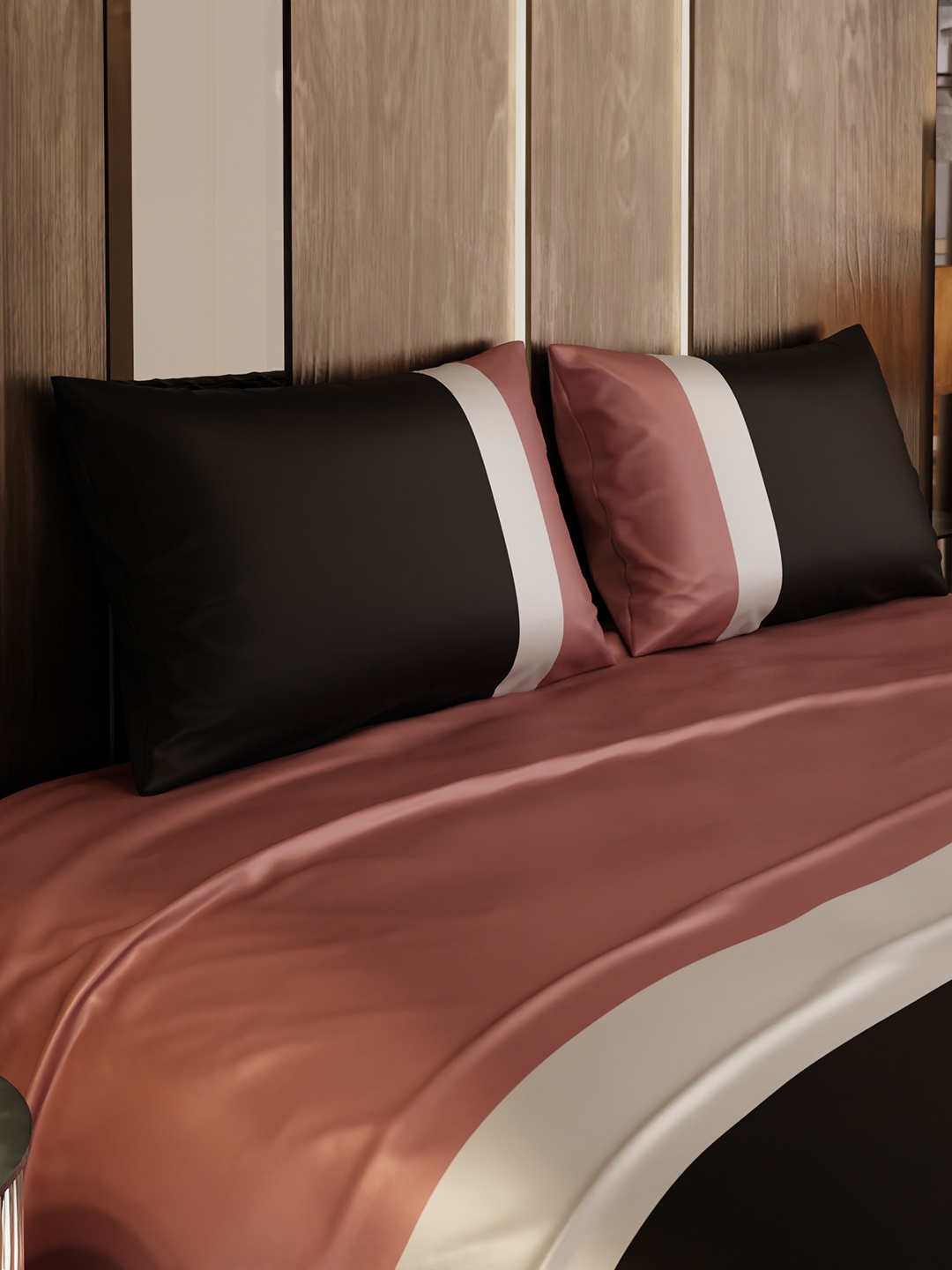 

Stoa Paris Black Urbain Collection King Bedsheet With 2 Pillow Covers, Brown