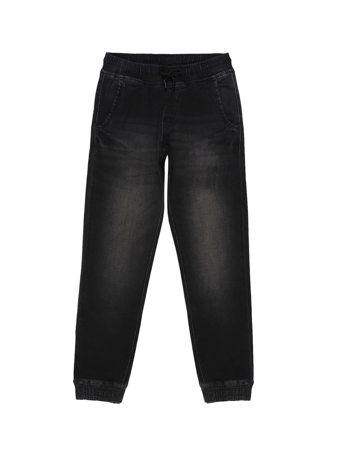 

HERE&NOW Boys Clean Look Light Fade Stretchable Denim Joggers, Black