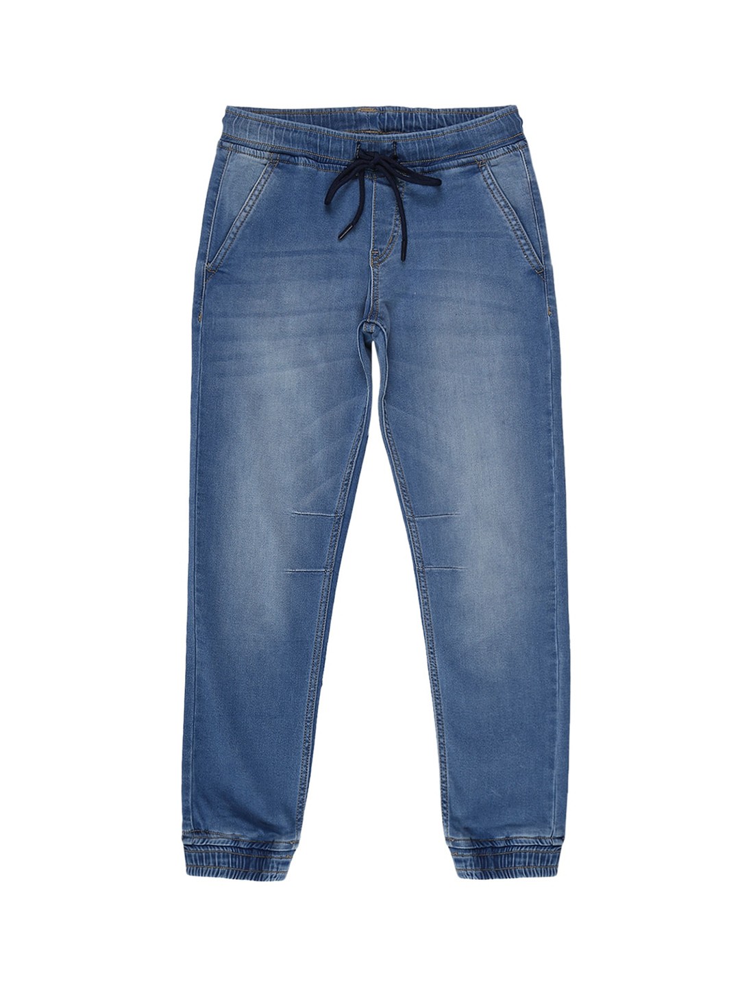 

HERE&NOW Boys Clean Look Light Fade Whiskers and Chevrons Stretchable Denim Joggers, Blue