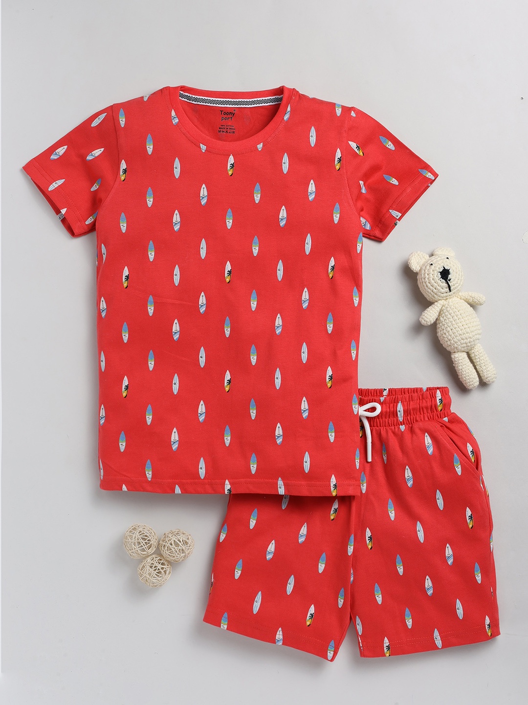 

Toonyport Boys Conversational Printed Night suit, Orange