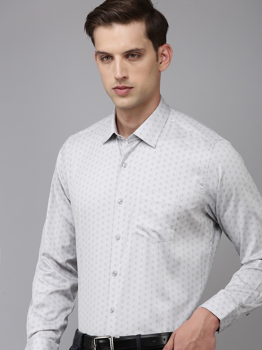 

Van Heusen Custom Opaque Printed Pure Cotton Formal Shirt, Grey