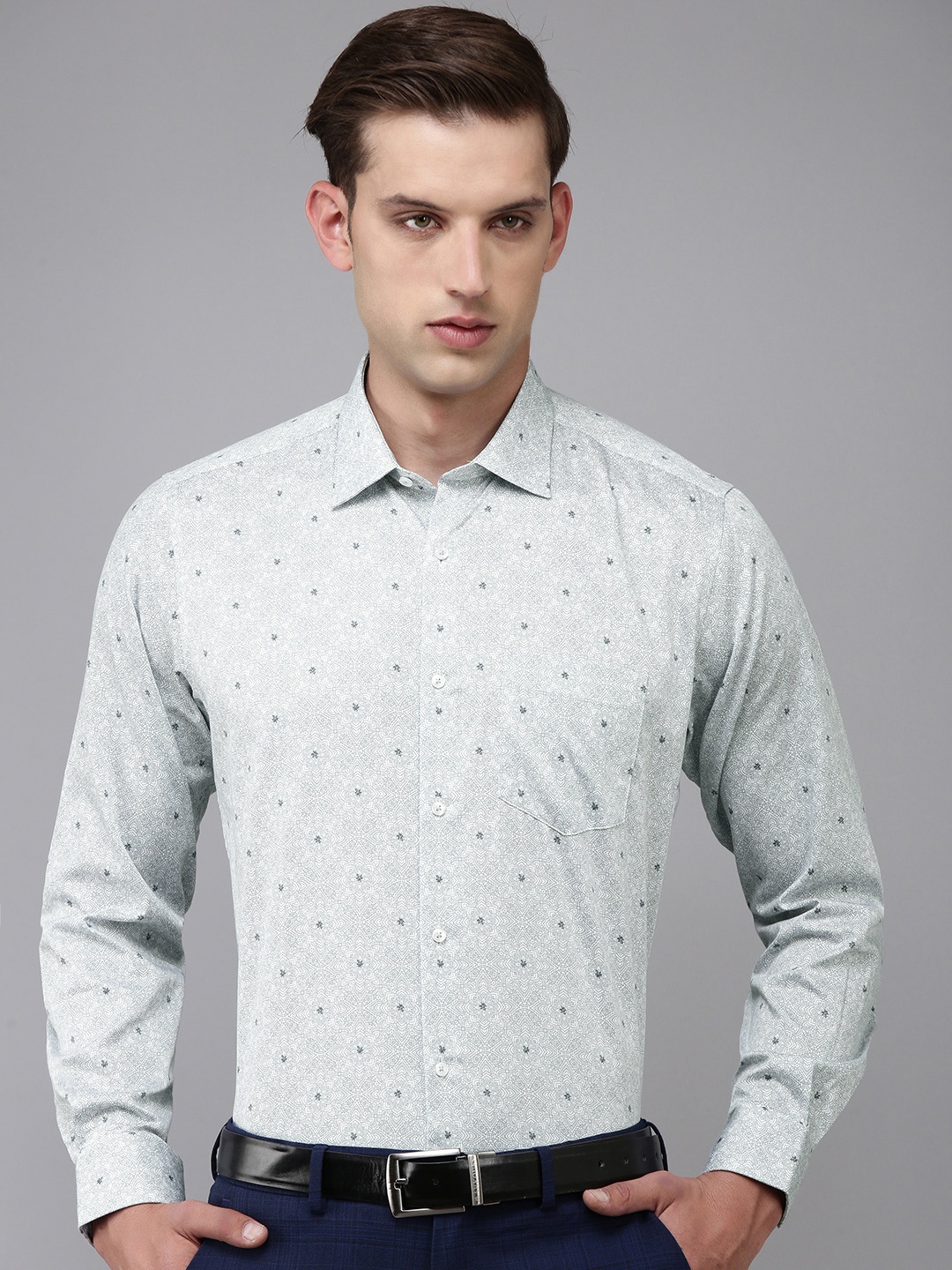 

Van Heusen Men Pure Cotton Printed Formal Shirt, Grey