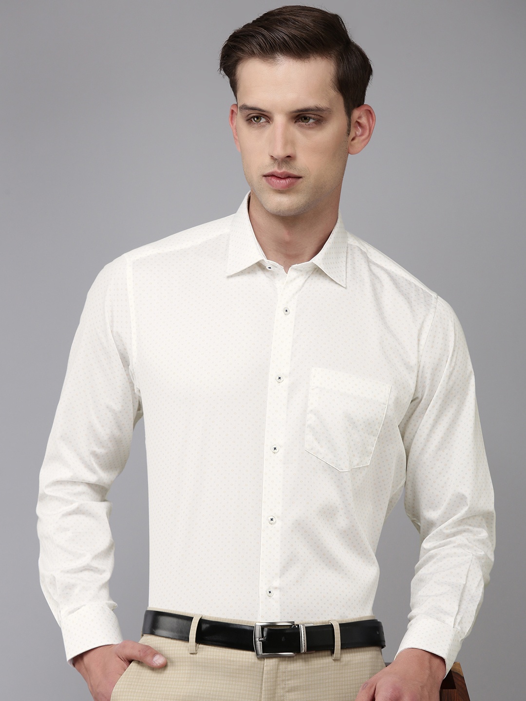 

Van Heusen Men Pure Cotton Printed Formal Shirt, White