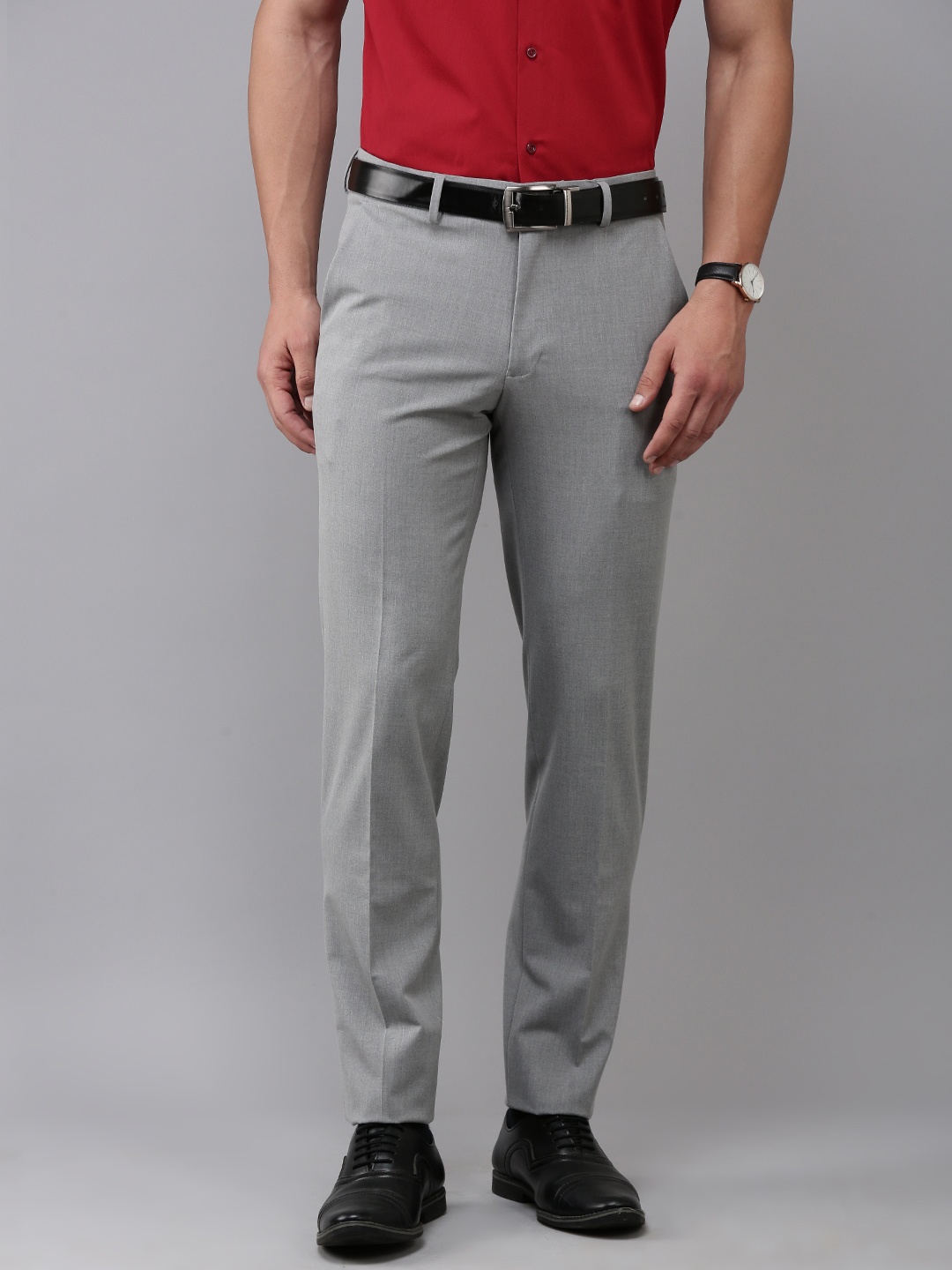 

Van Heusen Men Mid-Rise Slim Fit Trousers, Grey