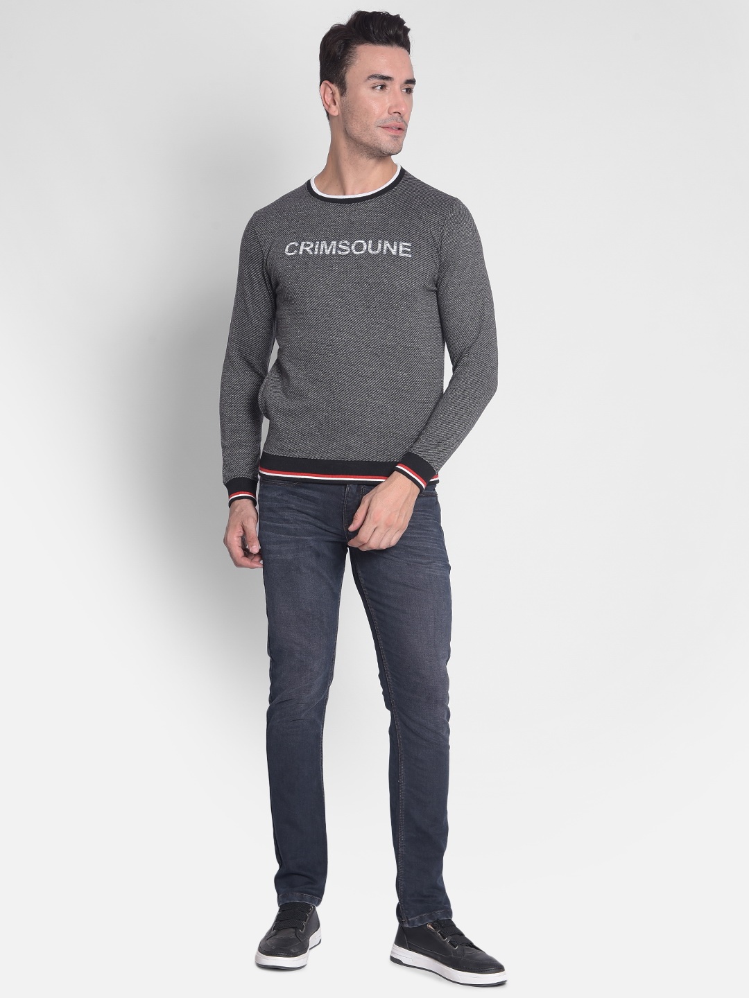 

Crimsoune Club Typography Printed Round Neck Pullover Sweatshirt, Grey