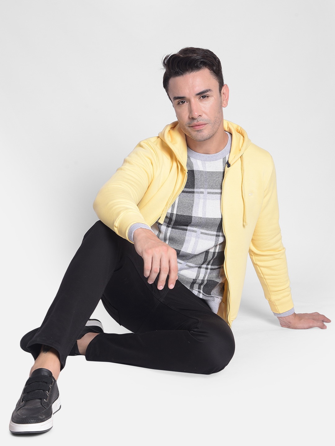 

Crimsoune Club Hooded Long Sleeves Front-Open Sweatshirt, Yellow