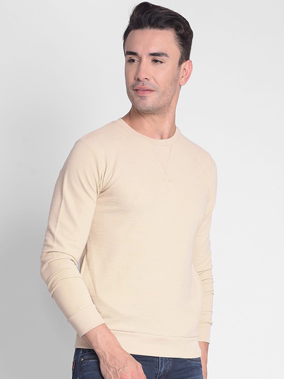 

Crimsoune Club Round Neck Pullover Sweatshirt, Beige