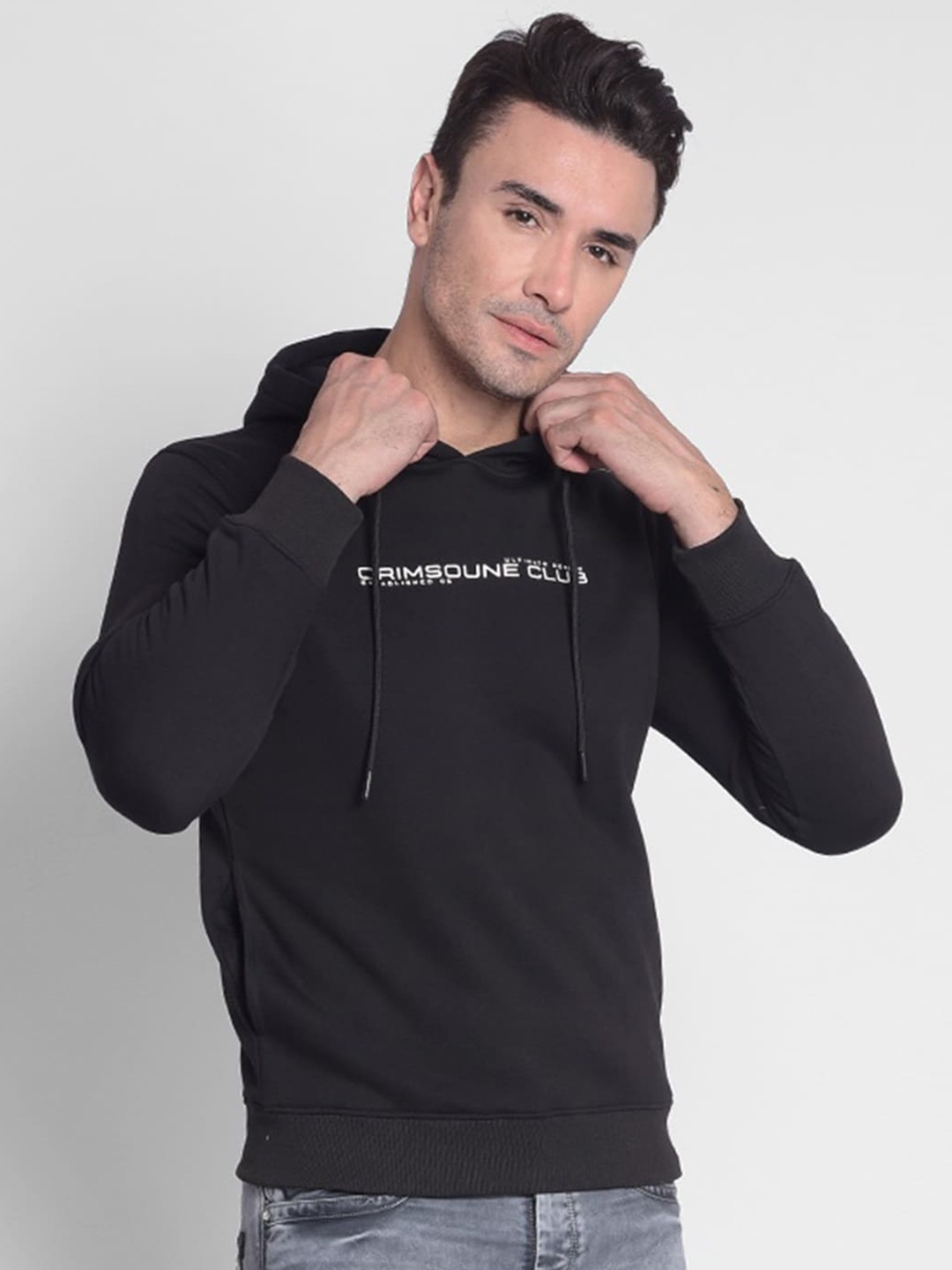

Crimsoune Club Long Sleeves Hooded Pullover Sweatshirt, Black