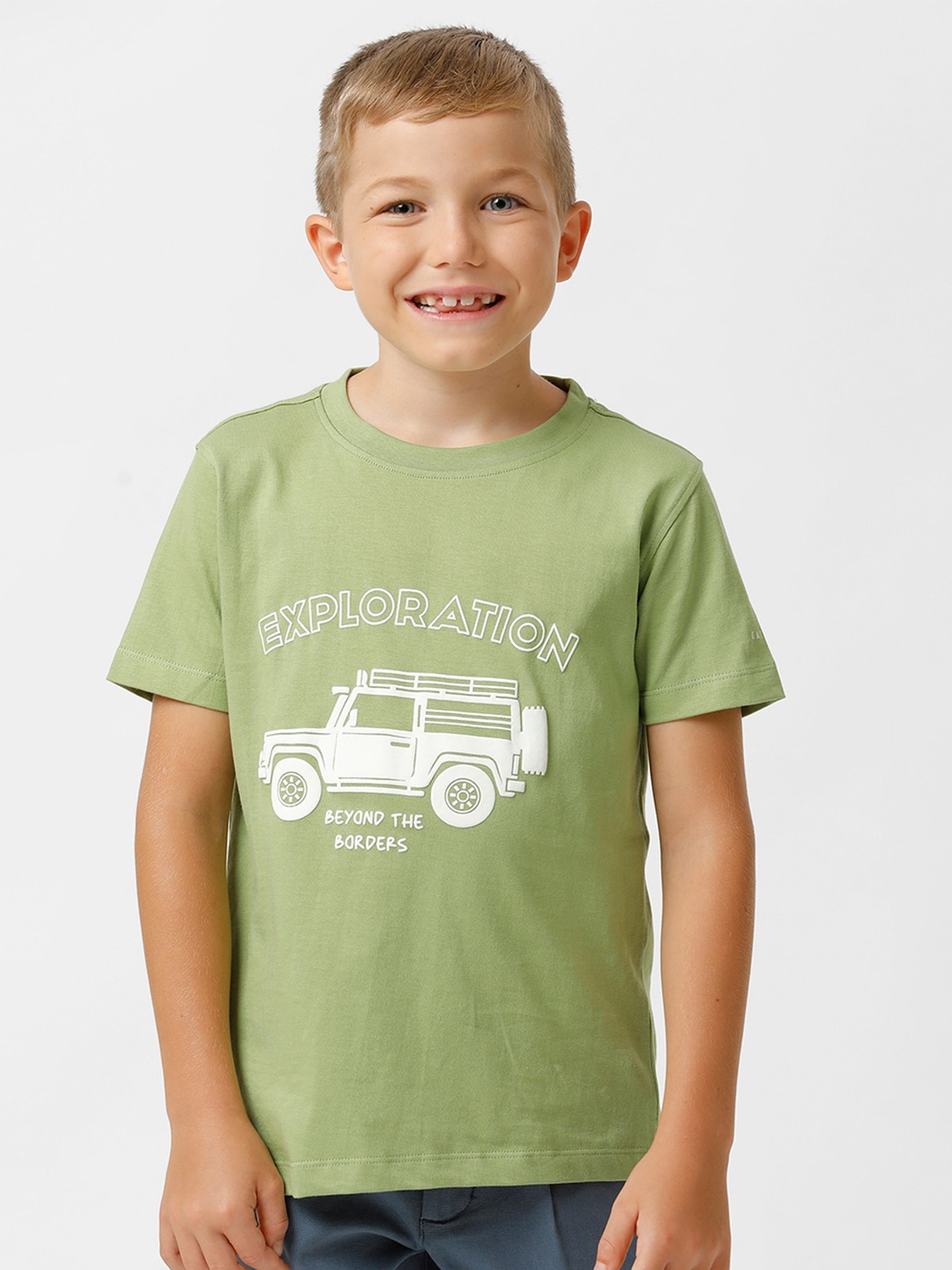 

KATE & OSCAR Boys Graphic Printed Cotton T-shirt, Green