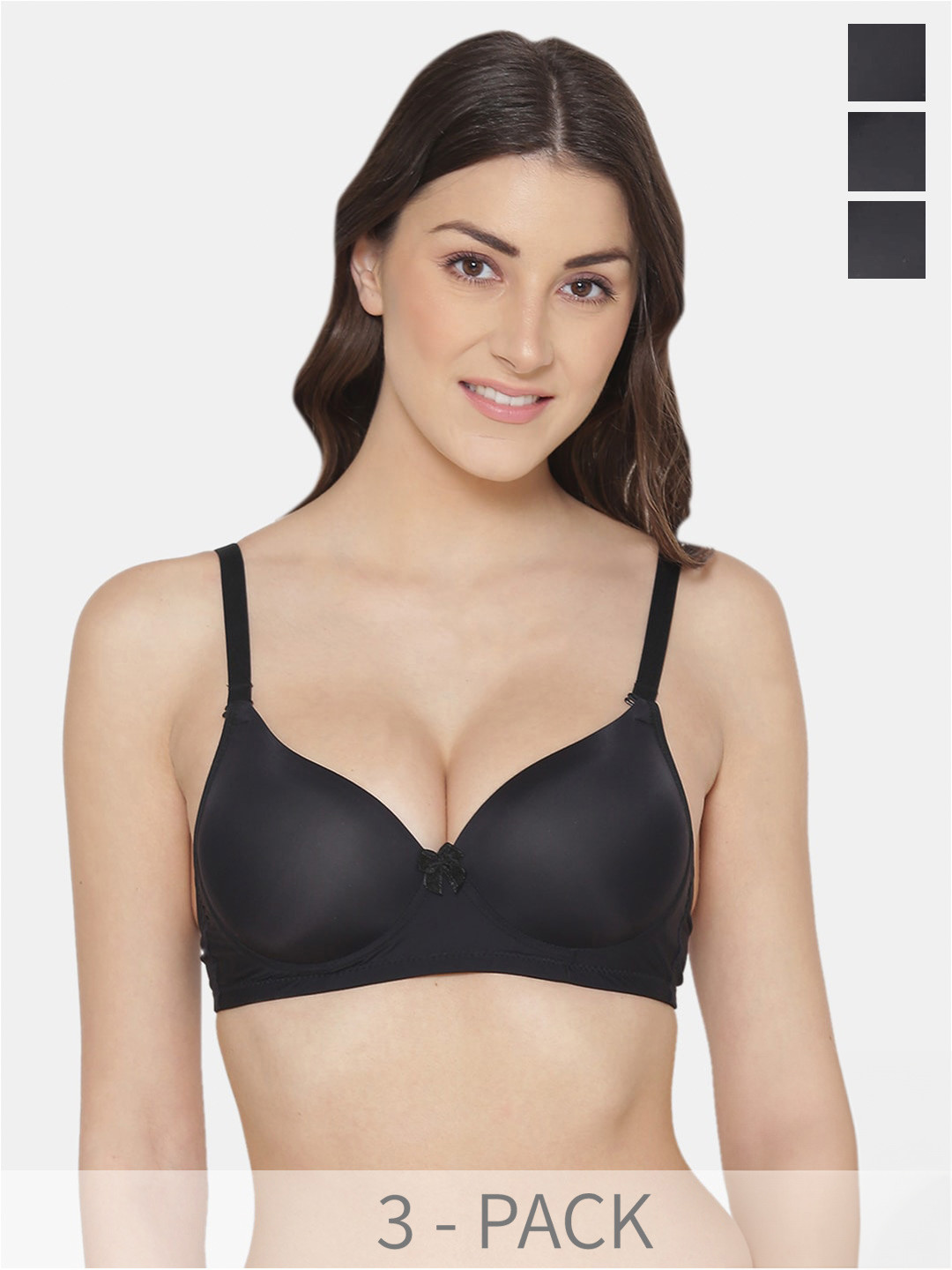 

Tweens Pack Of 3 Medium Coverage Heavily Padded Bra With All Day Comfort, Black
