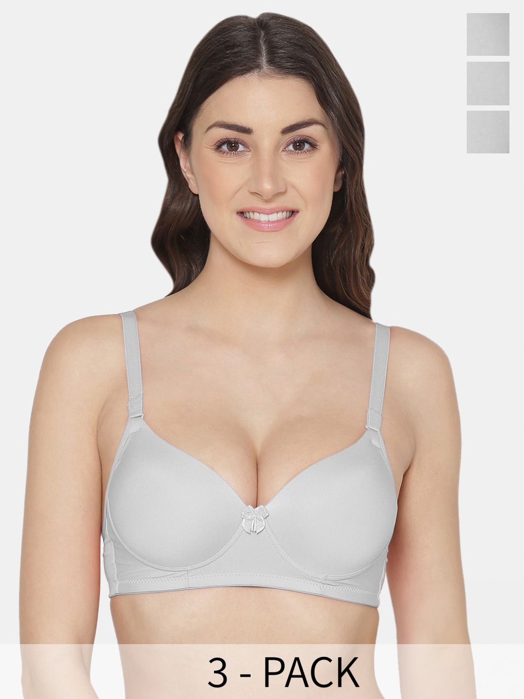 

Tweens Pack Of 3 Full Coverage Bra With All Day Comfort, Grey